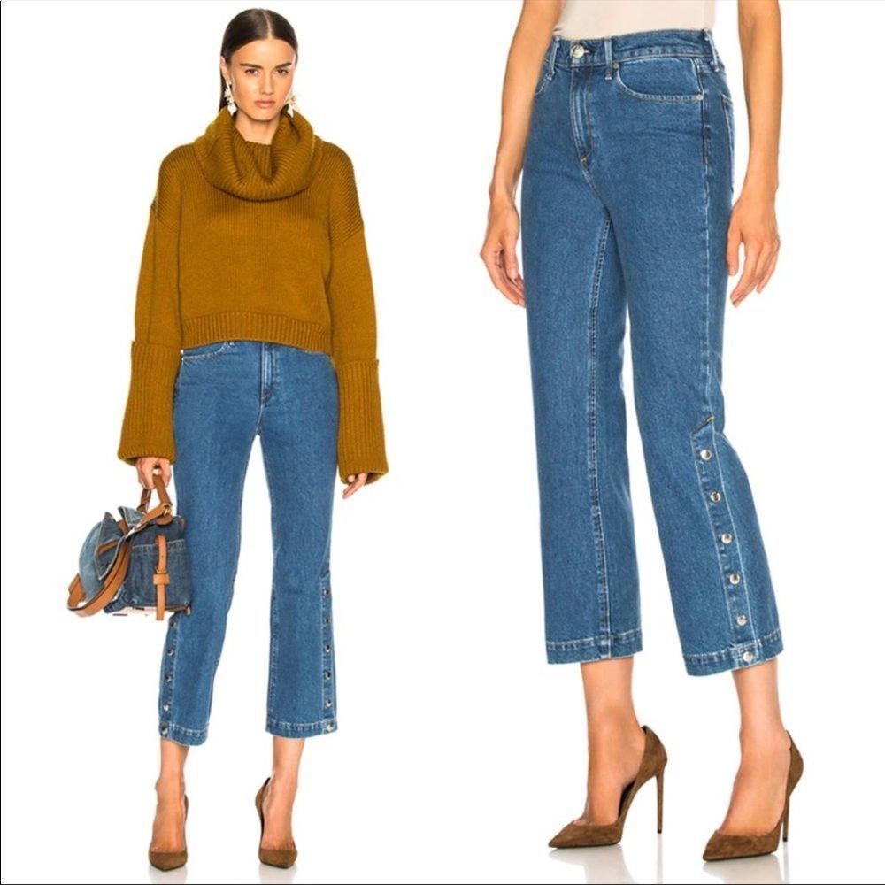 Nwot Rag & Bone Dylan Snap Button Straight Leg High Waist Jeans Size 24
